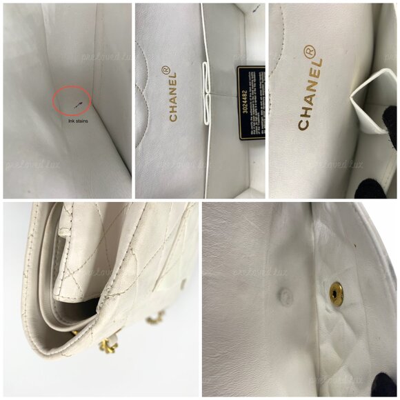 Authentic CHANEL Medium Classic Double Flap Bag White with Gold Hardware - Picture 9 of 12